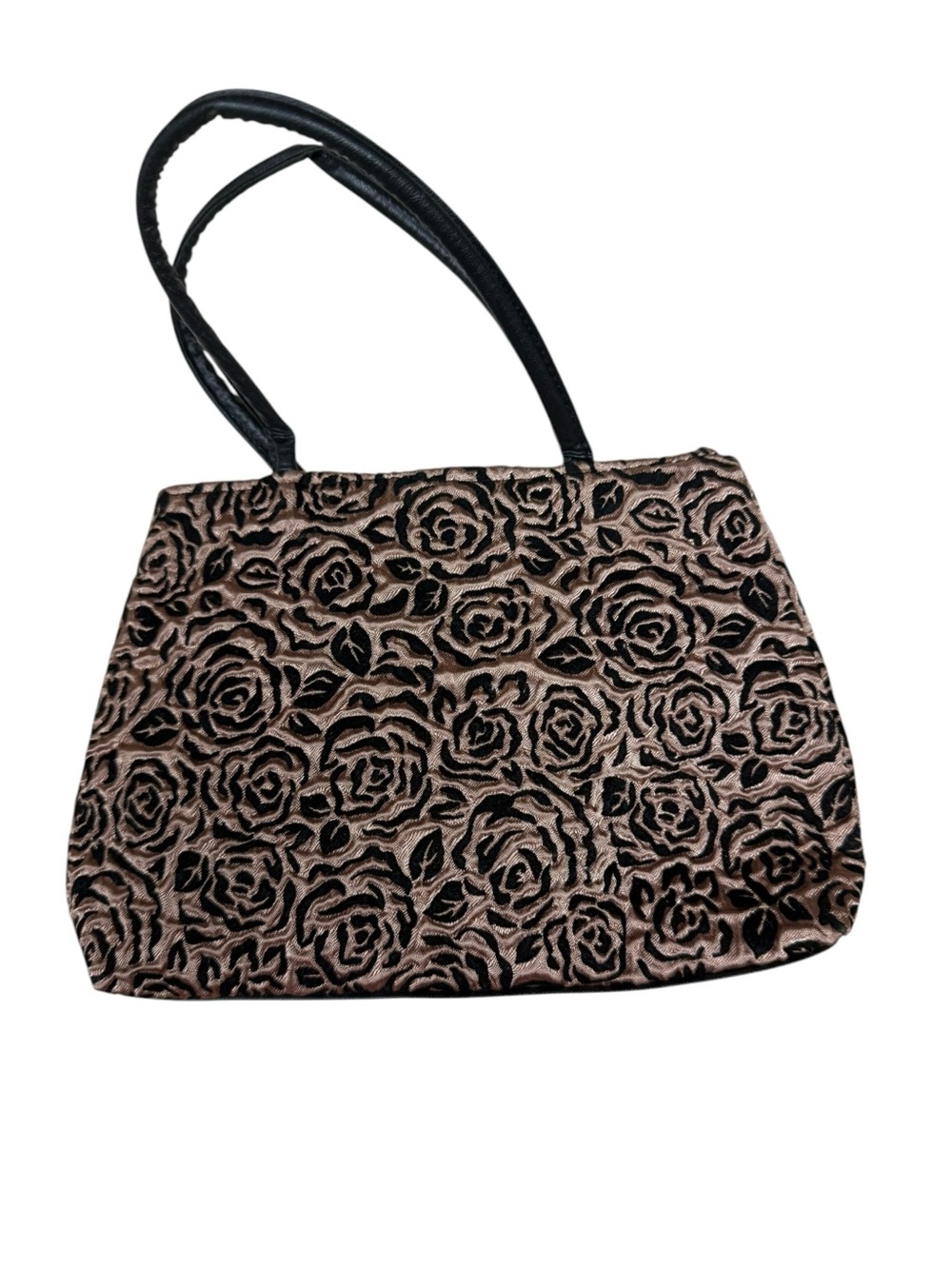 Vintage Floral Jacquard Bag Bronze Black 10x6”
